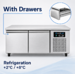 Refrigerated Counter | Low Model | 2 Drawers (1/1 GN) | 1210x700x600(h)mm