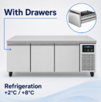 Refrigerated Counter | Low Model | 3 Drawers (1/1 GN) | 1610x700x600(h)mm