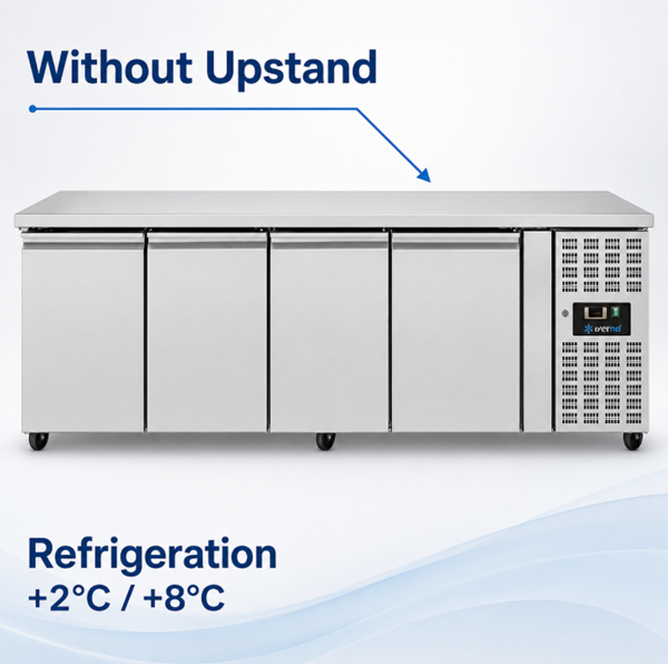 Refrigerated Counter – 4 Doors – Without Upstand – 2230x700x850mm