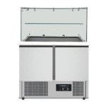 Saladette with glass top | 2 doors | Static cooling | 90x70x85(h)cm