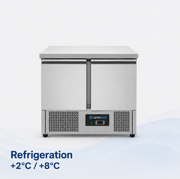 Refrigerated Workbench | 2 Doors (1/1 GN) | +2°C / +8°C | 90x70x85(h) cm
