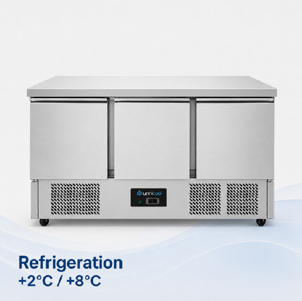 Refrigerated Workbench | 3 Doors (1/1 GN) | +2°C / +8°C | 137x70x85(h) cm