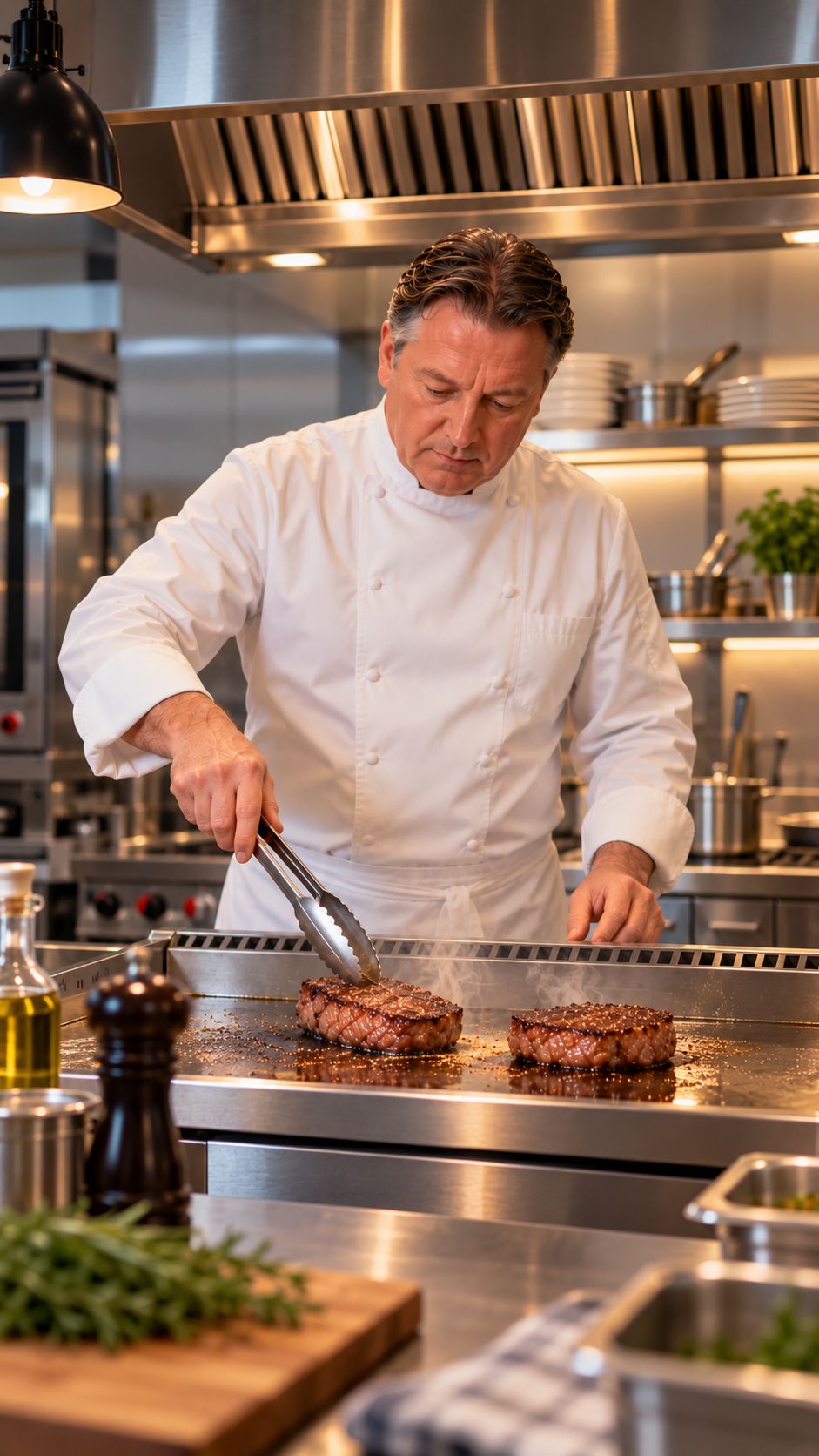 Chef cooking on the UNNI 700 line